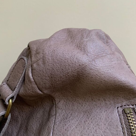 Margot Large Taupe Leather Woven Paneled Backpack - Picture 9 of 12